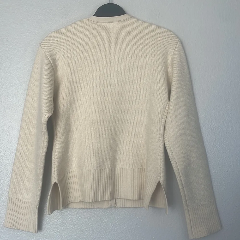 Zara Knit Ribbed Boxy Cardigan Jacket Cream Size Small - Image 7