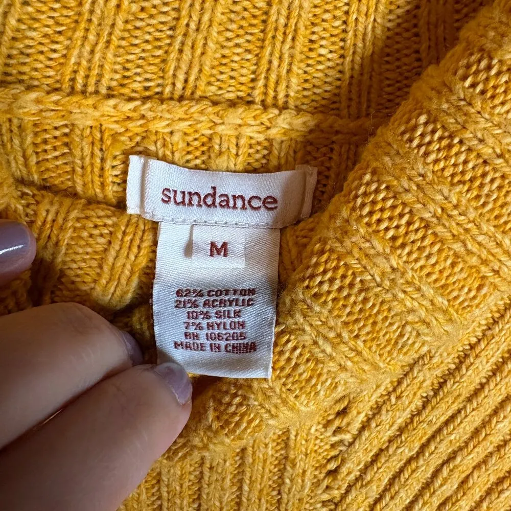 Sundance Toasty Dimensions goldenrod silk blend ribbed turtleneck sweater - Image 5