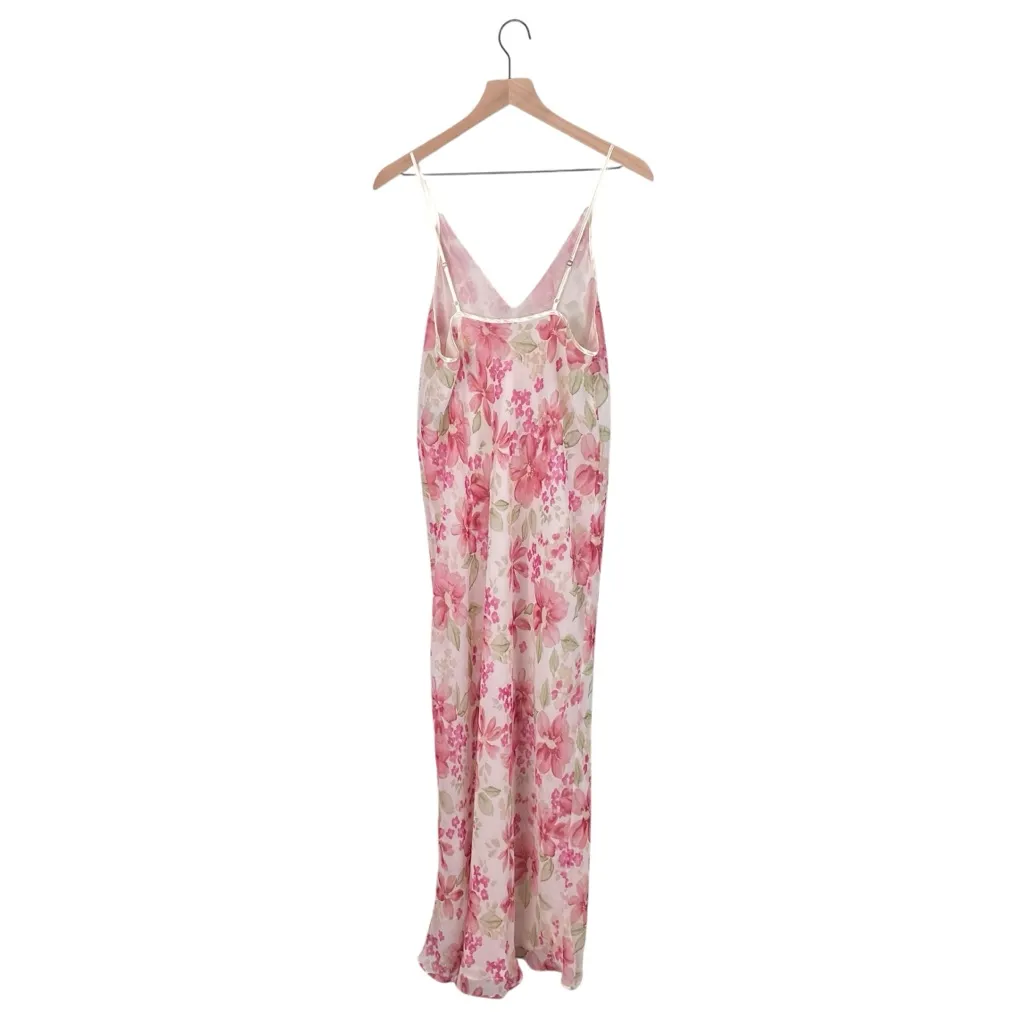Vintage 90s Y2K Valerie Stevens Maxi Slip Dress Size Large Pink Floral Fairycore - Image 12