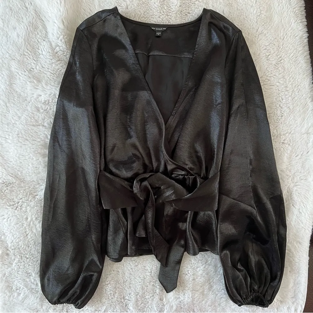 Guess Juley Satin Tie Front Blouse - Image 2