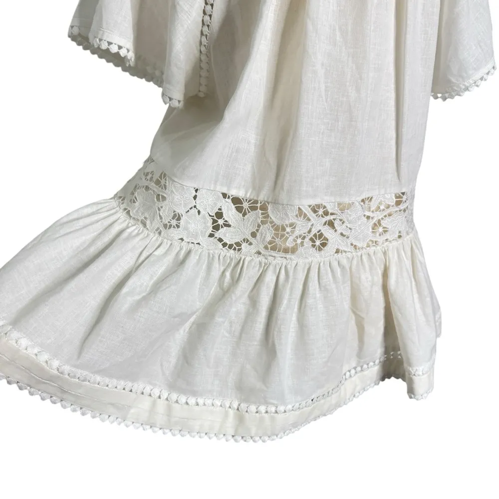 Zimmermann White Guipure Lace Peplum Blouse - Image 6