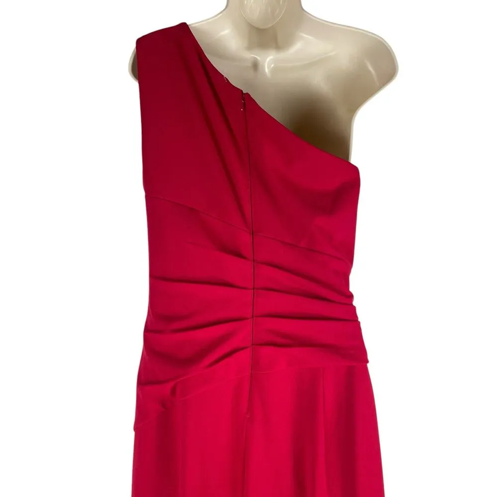 Tadashi Shoji One Shoulder Lace Insert Gown Geranium Red Size 12 - Image 12