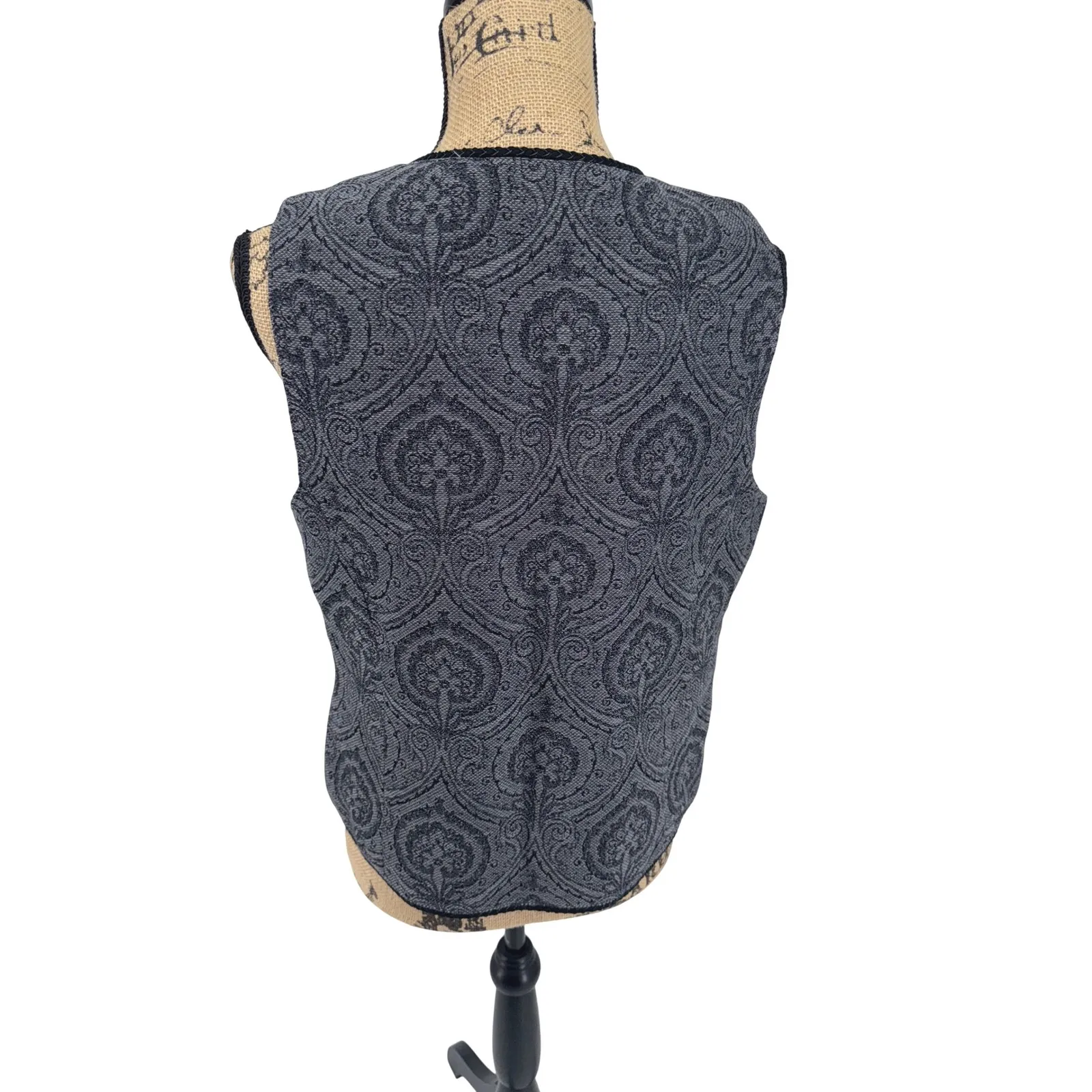 Pendleton Dark Gray Jacquard Vest Medium Wool Blend Paisley Vtg Retro Grannycore - Image 3