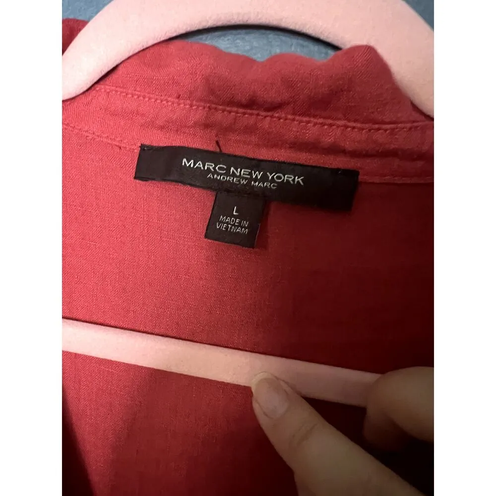 Marc New York Linen Button Shirt Women's Size Large Lagenlook Boxy Nautical - Image 8