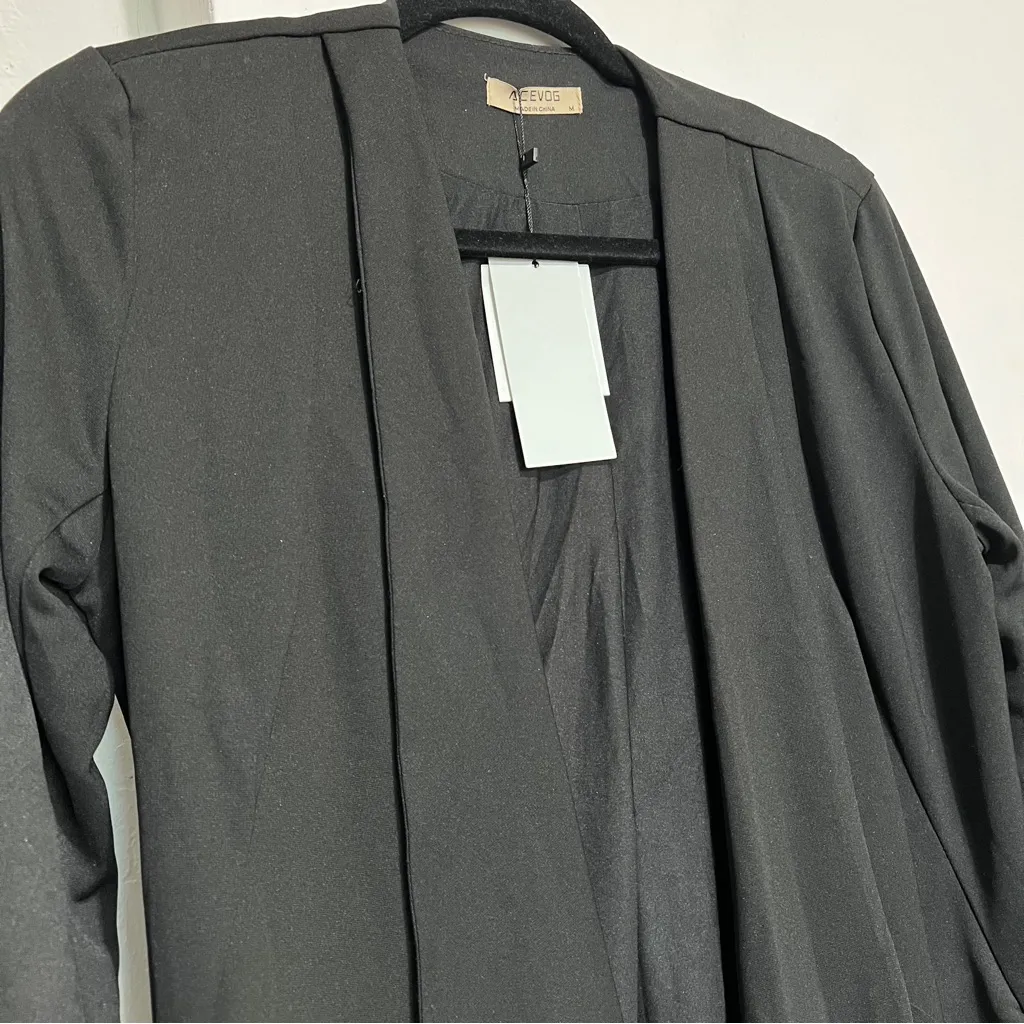 Acevog Women's Draped Open Front Casual Long Sleeve : Box C: Black Size M - Image 5