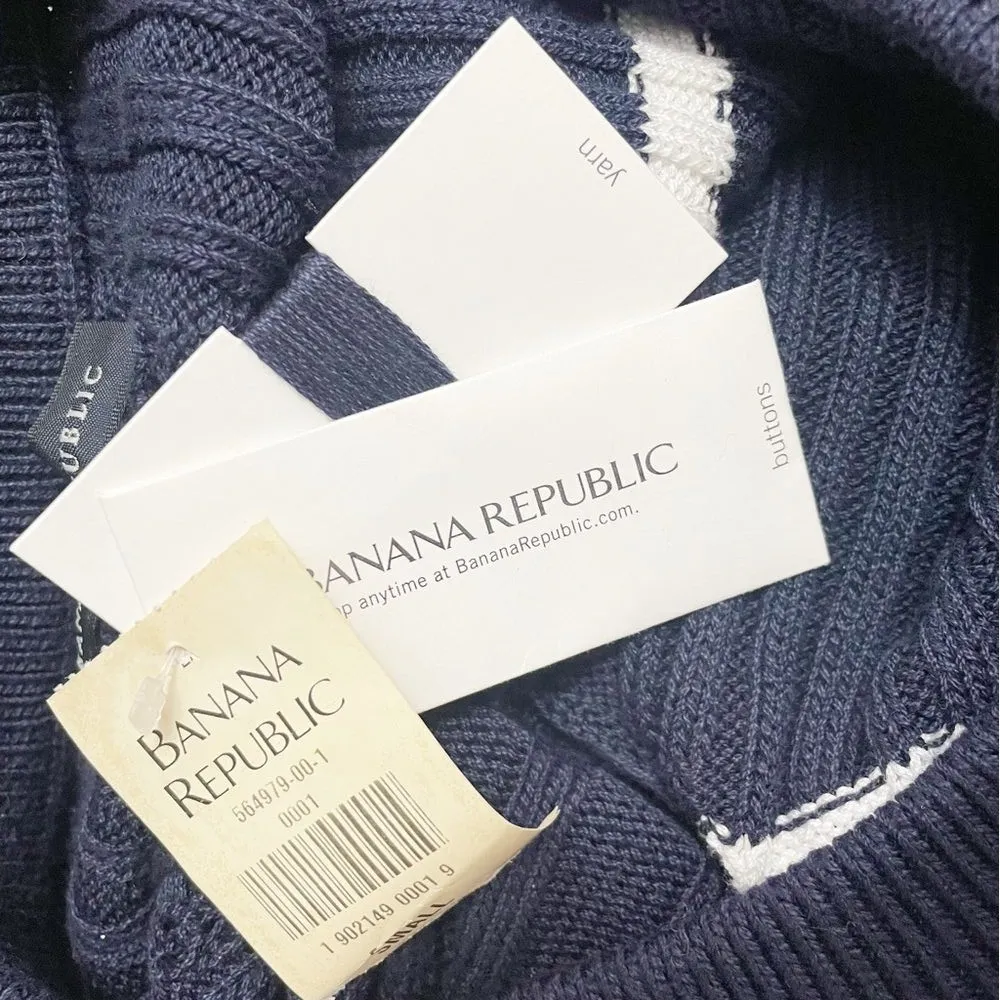NWT Banana Republic Crochet Trim Cotton Sweater Dress Navy White Size Small NEW - Image 14