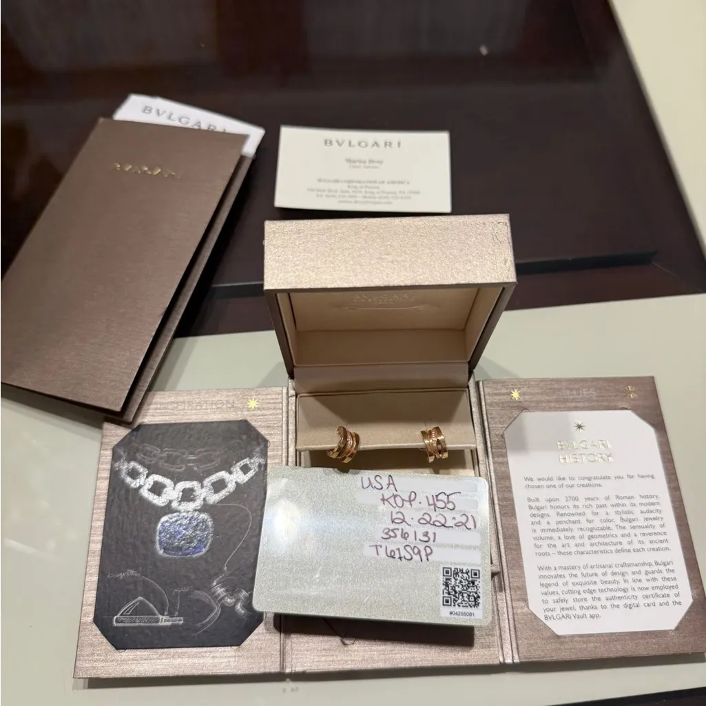 Bulgari Rose Gold diamond Double Hoop Earrings - Image 7