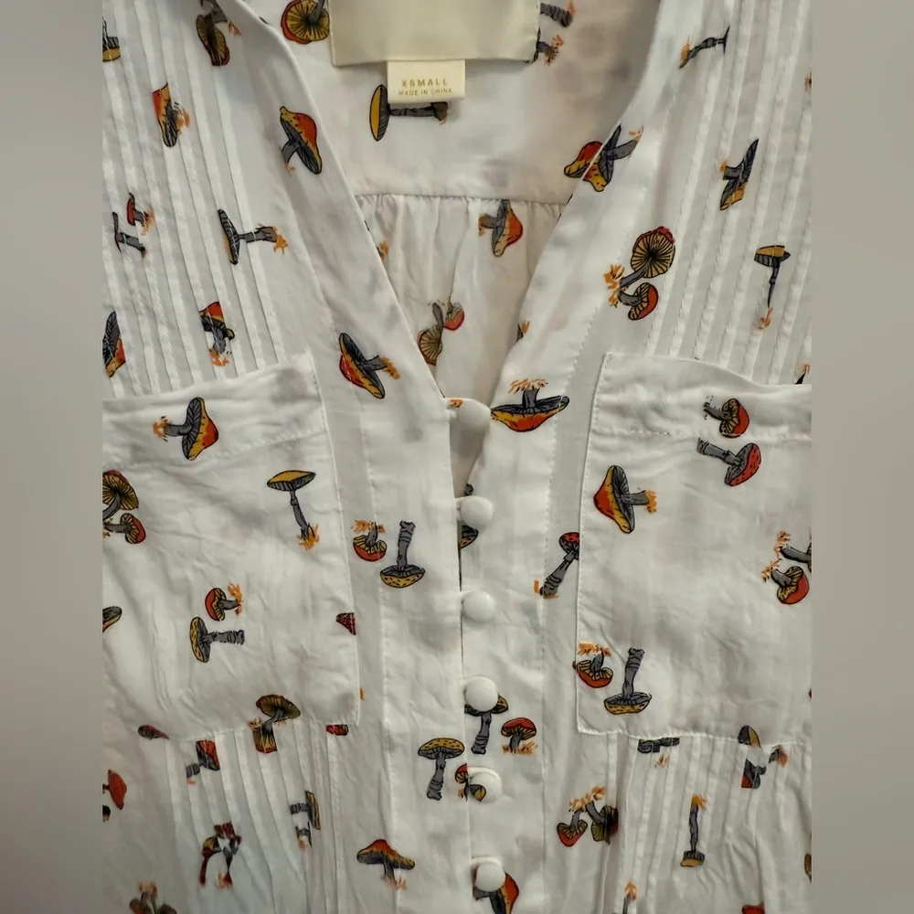 Anthropologie Maeve Matilda Toadstool Mushroom Buttondown Shirt XS - Image 4