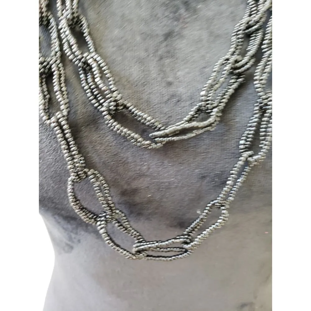 Women Fashion 2 Strand Black Seed Bead Chain Necklace Jewelry with Lobster Clasp - Image 3