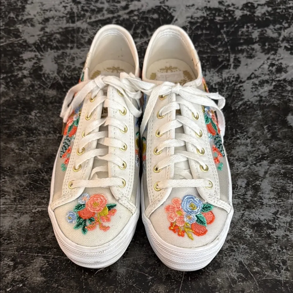 Keds x Rifle Paper Co Floral Triple Kick Sneakers Size 5 - Image 2
