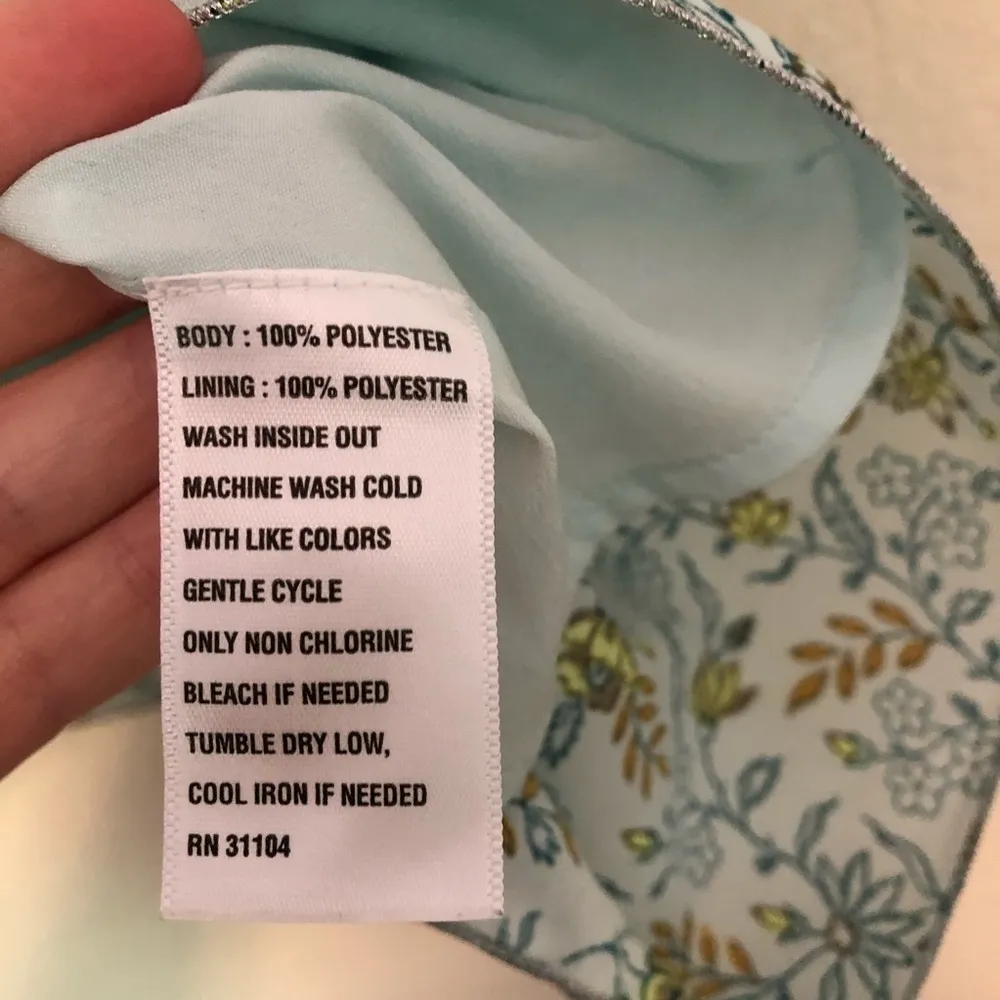 Kaari Blue Floral Blouse Flutter Ruffle Sleeves S - Image 4