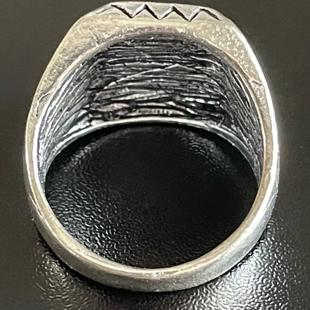 S925 silver obsidian stone men ring size 9 - Image 4