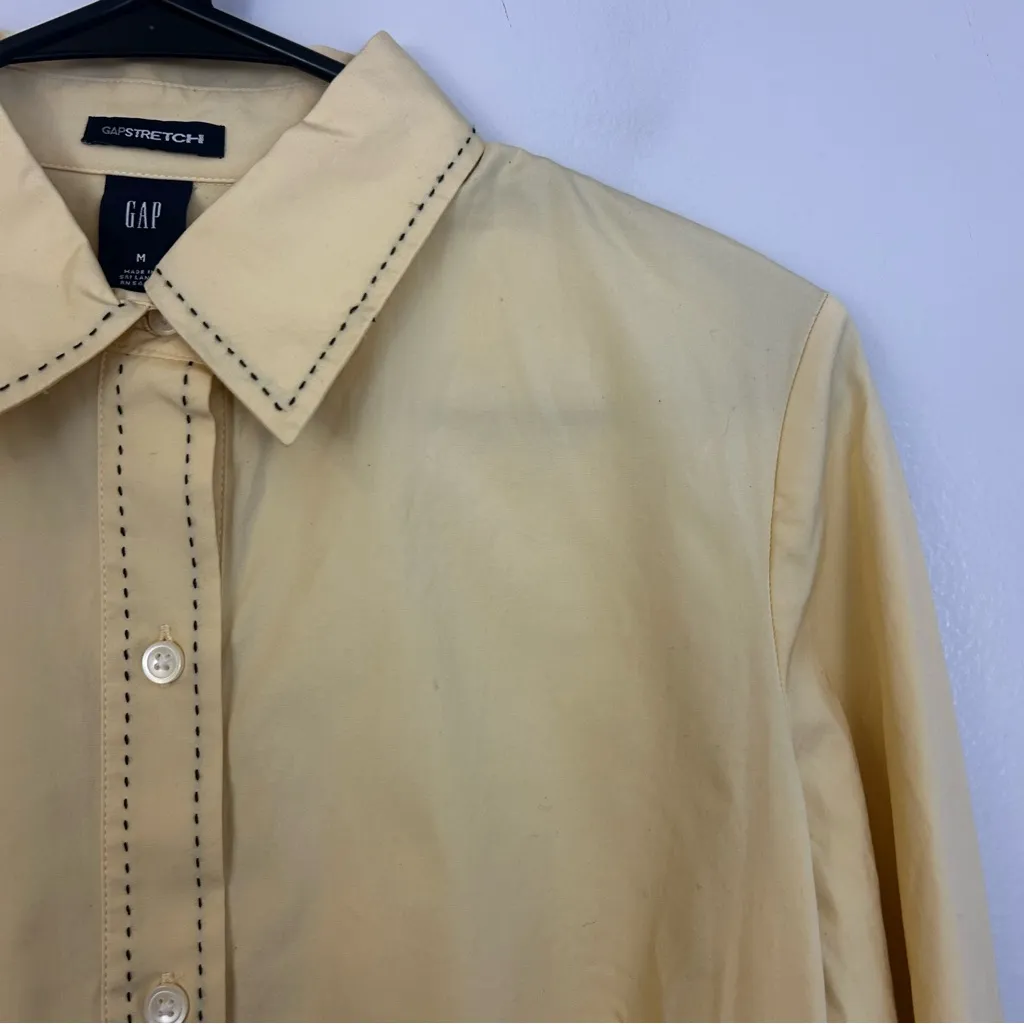NWT Vintage Y2K Gap Stretch Pale Yellow Button Down Shirt Size Medium 2004 - Image 4