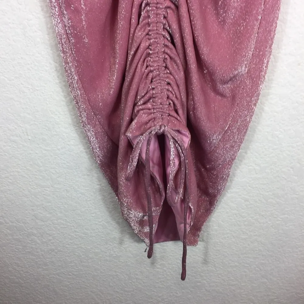 Privacy Please Sylvie Mini Dress Small Pink Ruched Metallic Barbie NWT Cocktail - Image 9