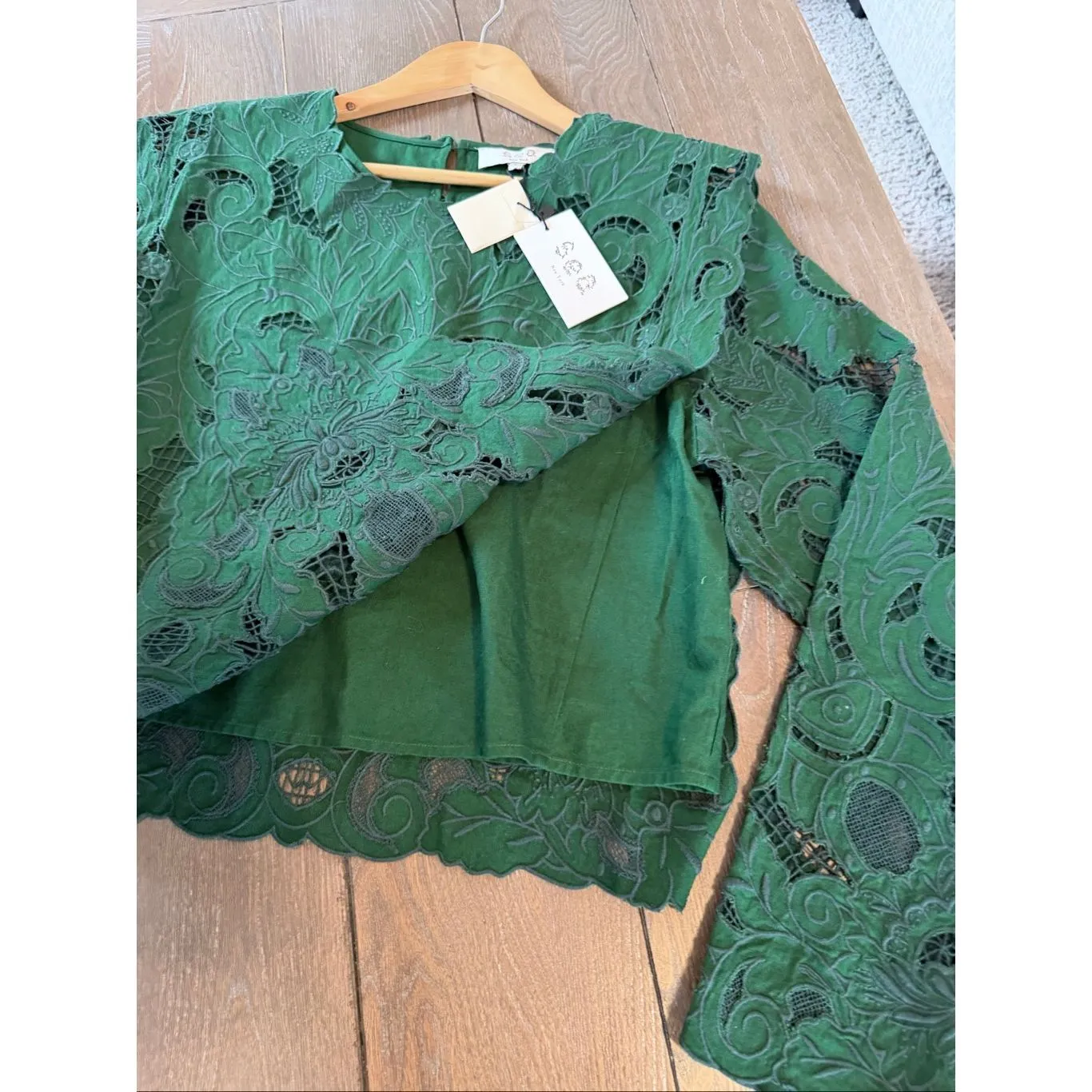 NWT Sea New York Green Ceci Embroidery Long Sleeve Top Size Large - Image 7