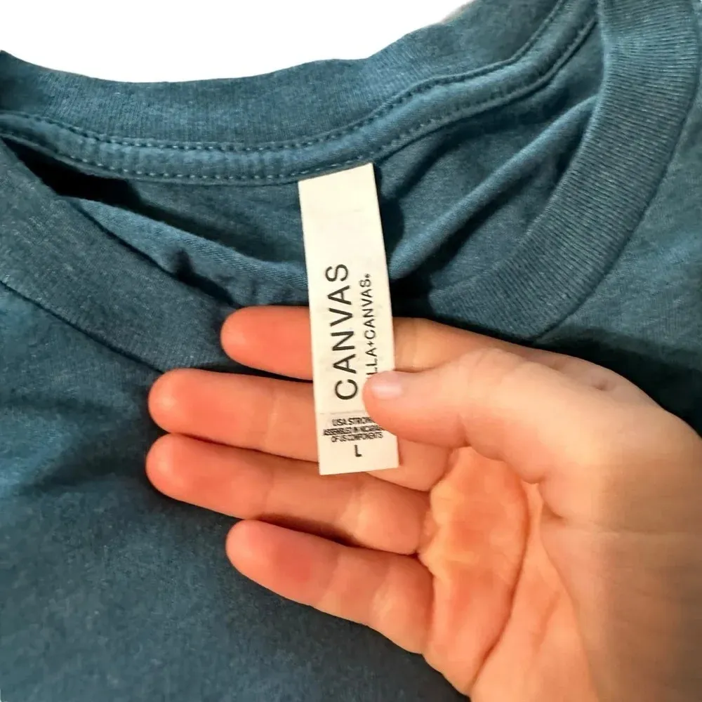 Solid Liquid Gas women's large funny turquoise t-shirt - Image 3