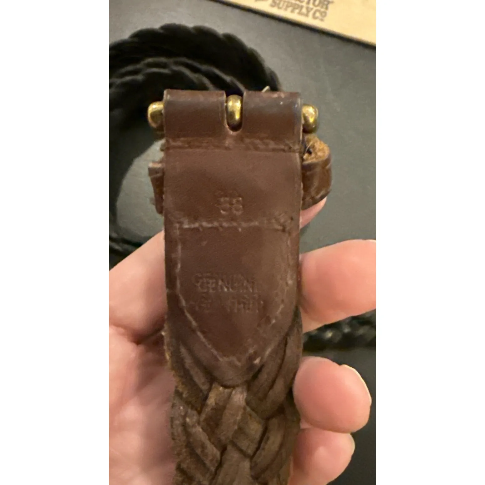 Womens Size 38 Black Brown Braided Woven Genuine Leather Belts Belt Set Of 2 - Image 5