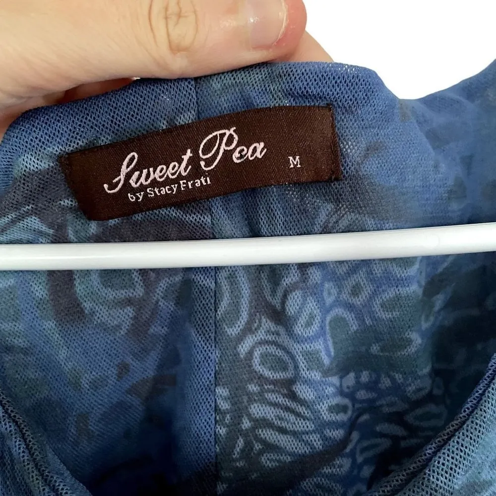 Sweet Pea by Stacy Frati nylon sleeveless vintage summer top comfortable classy Blue Size M - Image 3