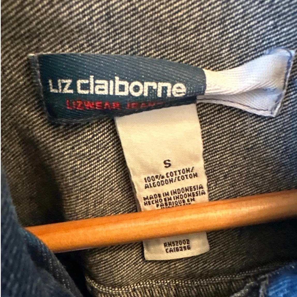 Liz Claiborne Size Small Blue Denim Jacket Button Front - Image 4