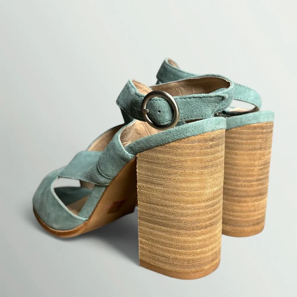 Kristin Cavallari by Chinese Laundry Lara Crisscross Heeled Sandal in Jade Suede - Image 4