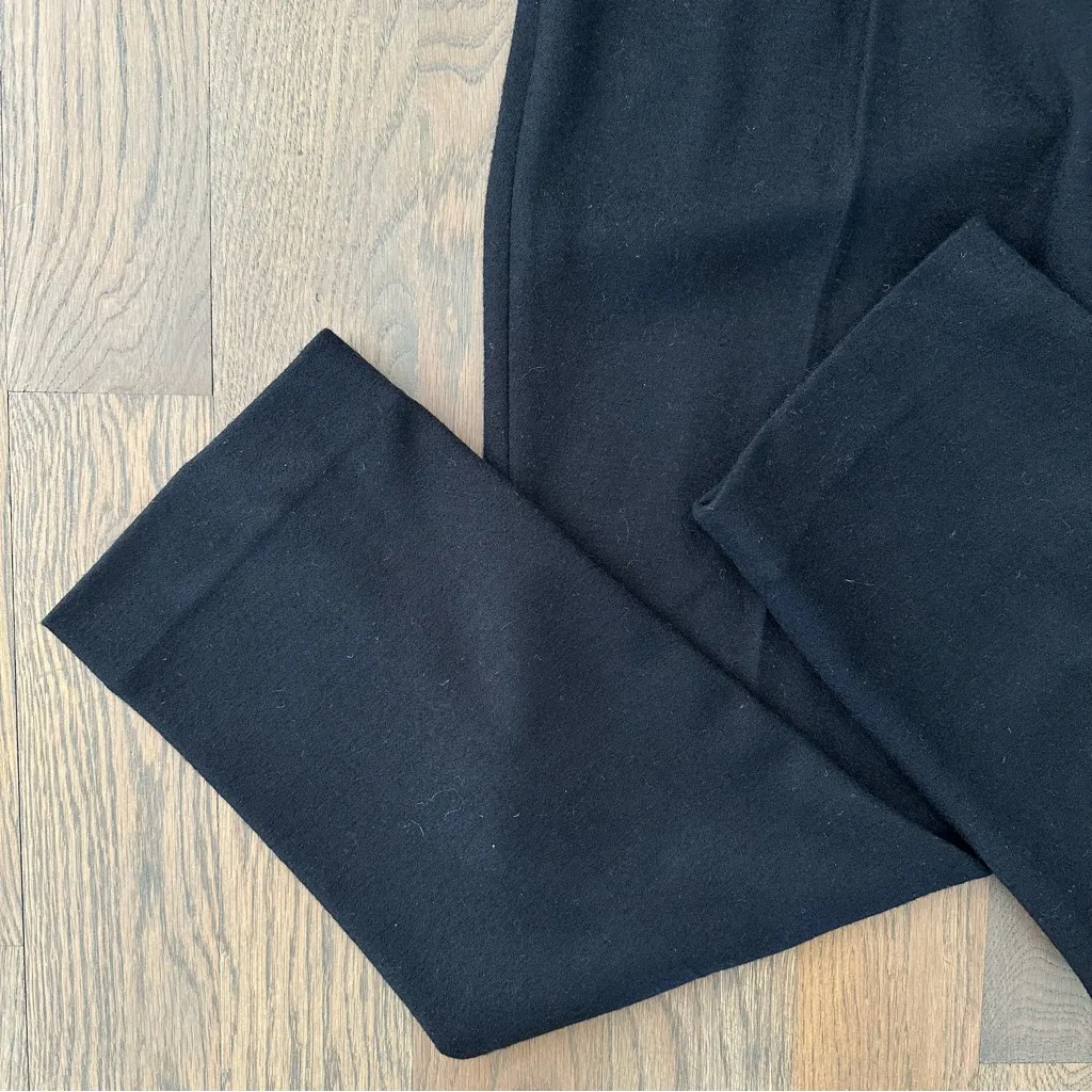 Vince Wool Blend High Waist Pleated Flannel High Waist Trouser in Black Medium - Image 4