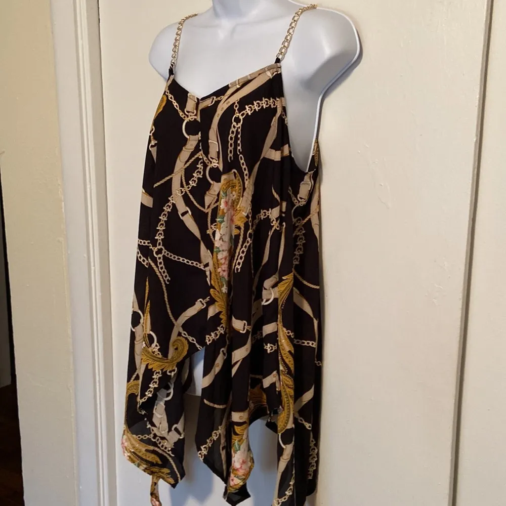 Soho by NY&Co Gold Chain Scarf Tank Top Black Size M - Image 3