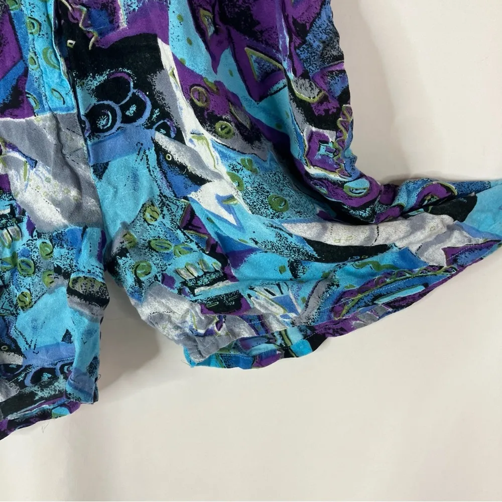 Topolino | Vintage Abstract Colorful Blue Purple Romper Buttoned L - Image 2