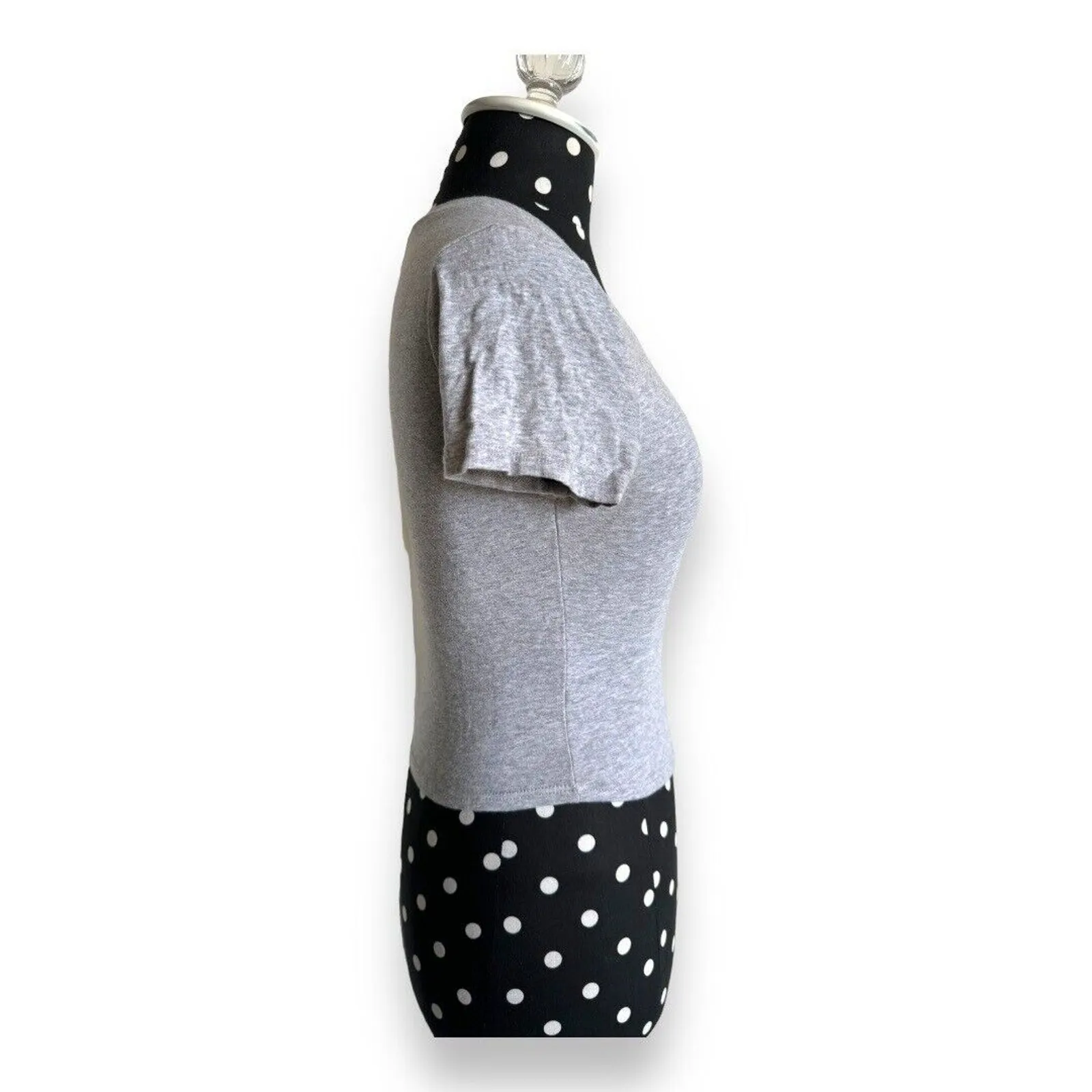 5/$35      Destined Womens Crop Top Sz S Round Neck Heather Gray Knit‎ Tee Shirt - Image 2