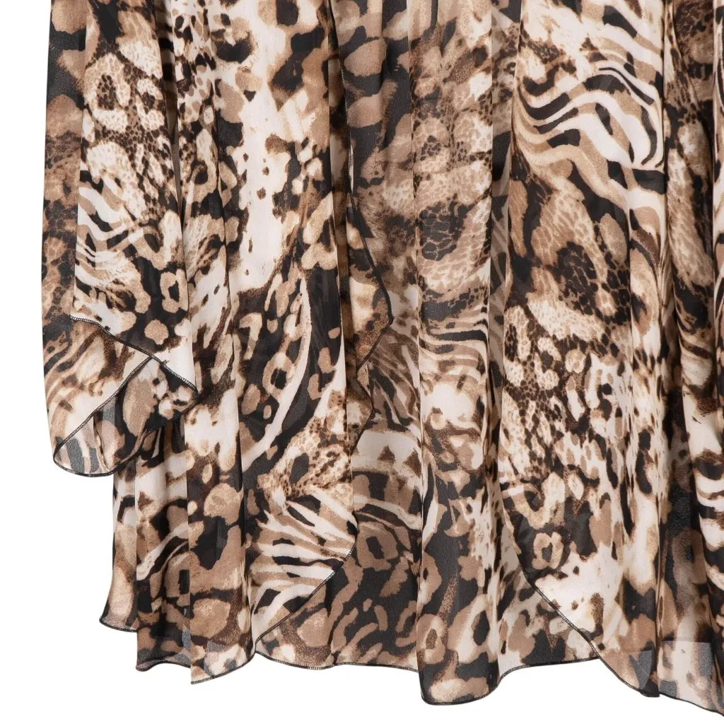 Sunny Leigh Cardigan L Womens NEW Brown Leopard Print Sheer Layer - Image 3