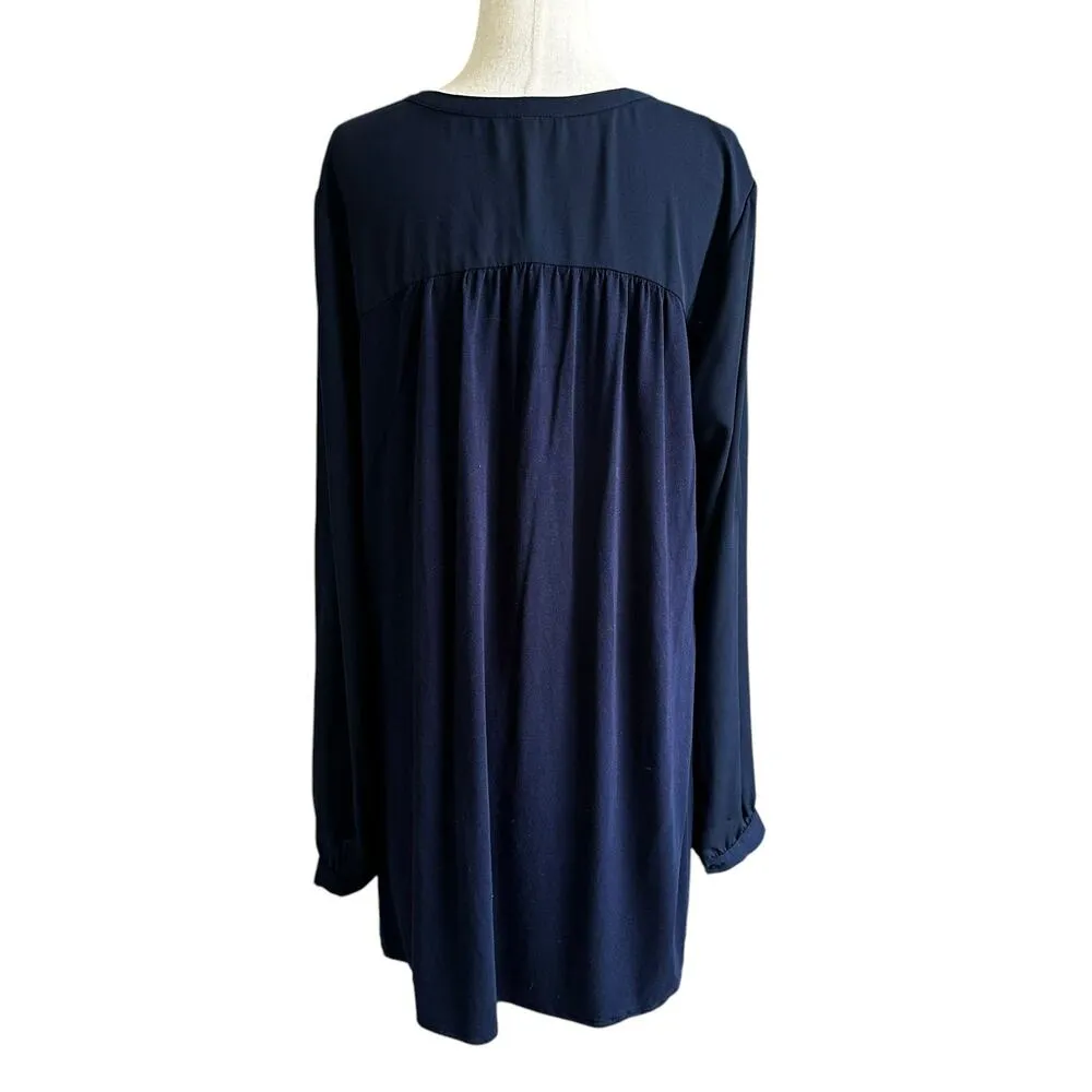 DR2 Blue Lined Blouse Women Basic Top Size Large | 46 - Image 2