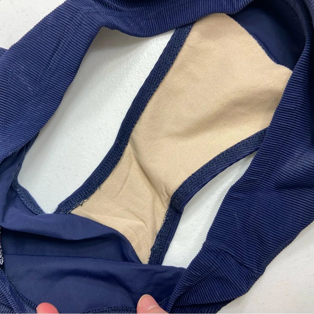 EUC Style & Co women’s navy blue stripe textured high‎ waisted stretch swimsuit - Image 5