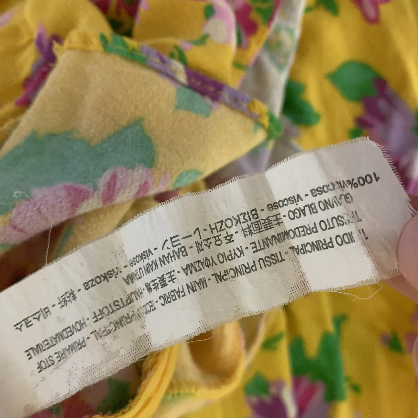 Zara TRF Yellow Floral Faux Wrap Blouse Flutter Sleeve Boho Summer Top Large - Image 5