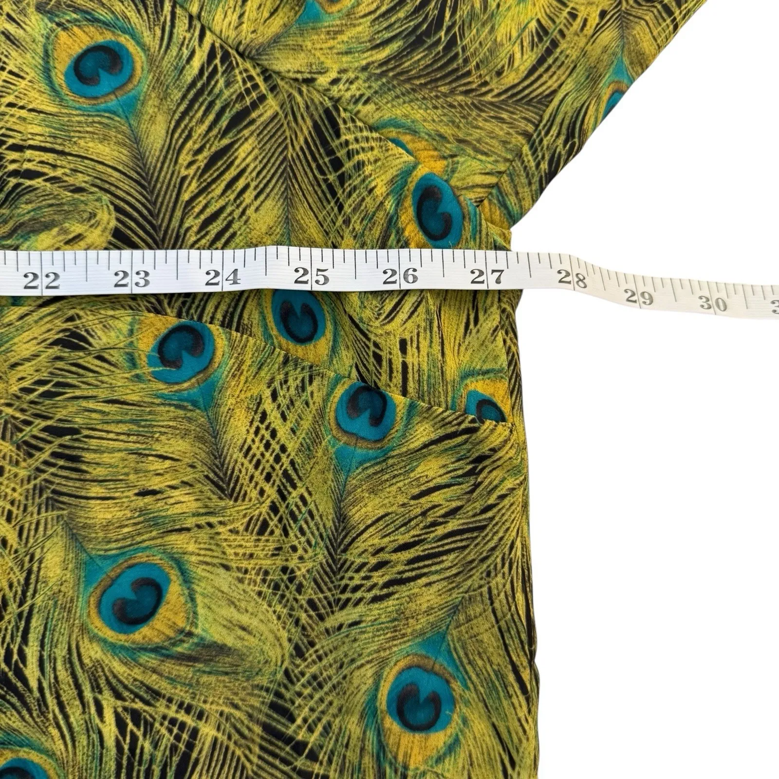 The‎ Limited Green Peacock Print Tie Neck Button Up Blouse 2X Office Statement - Image 8