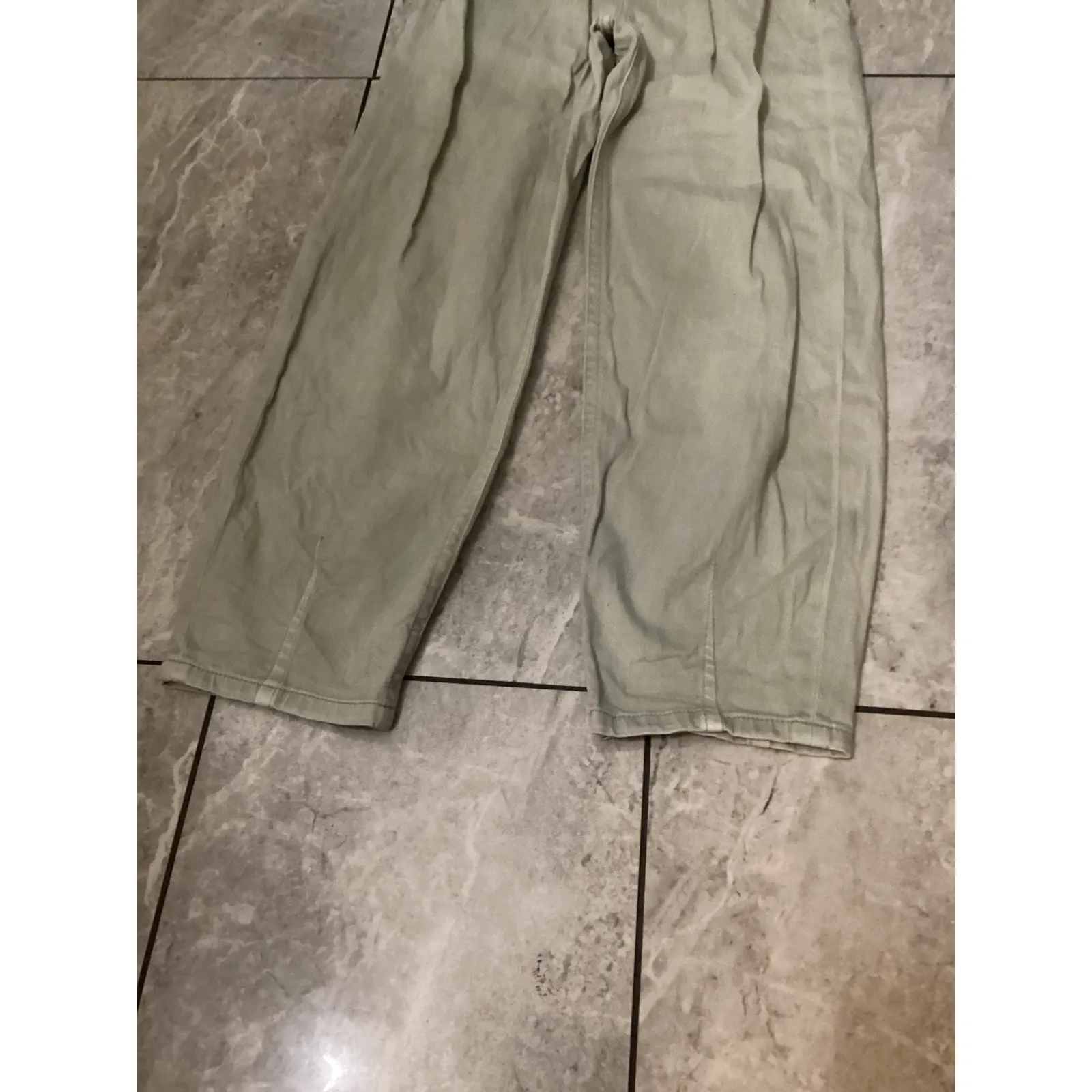 PILCRO The Breaker Women's Light Green High Rise Pleated Tapered Jeans Size 25 - Image 4