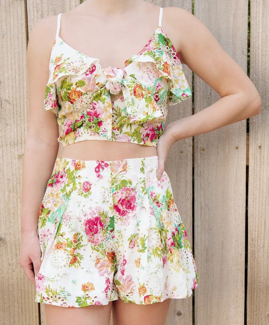 A. Peach floral two piece set new!! - Image 2