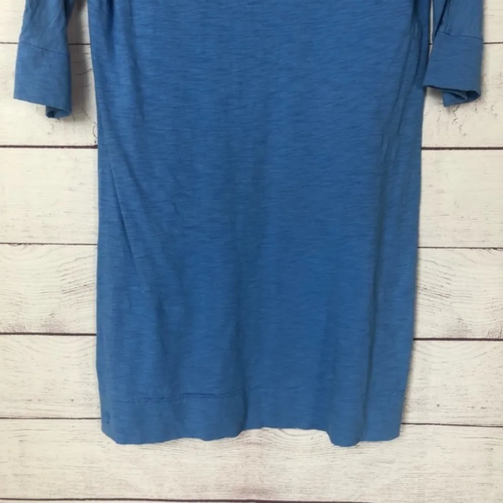 Lilly Pulitzer Solid Blue Pima Cotton Cassie 3/4 Sleeve T-Shirt Shift Dress XS - Image 5