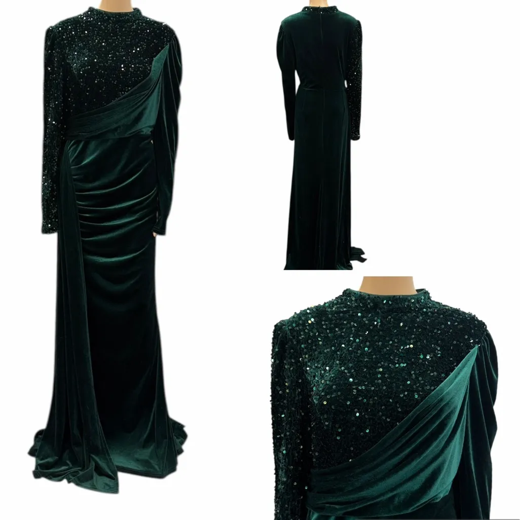 Faeriesty Emerald Green Velvet Sequin Gown Womens Plus Size 2XL - Image 2