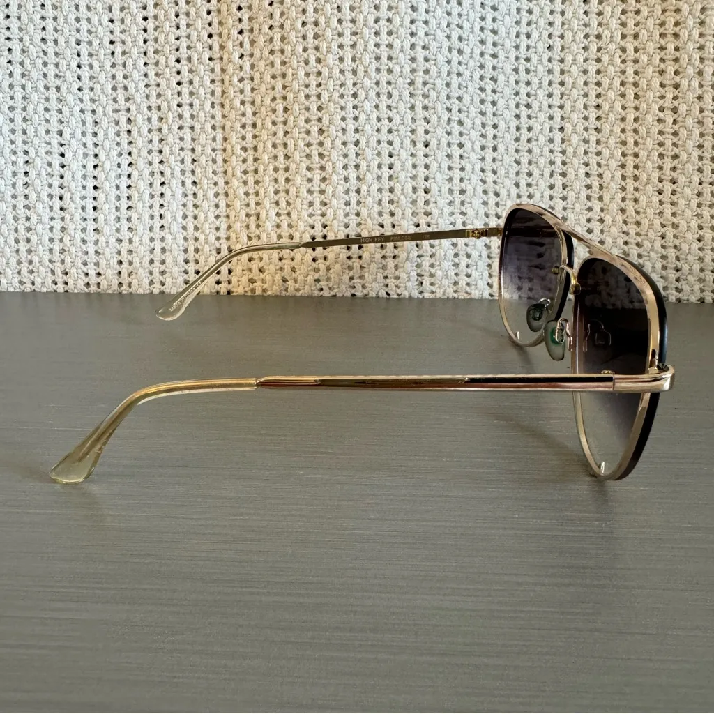 Quay Gold and Black Aviator Sunglasses - Image 4