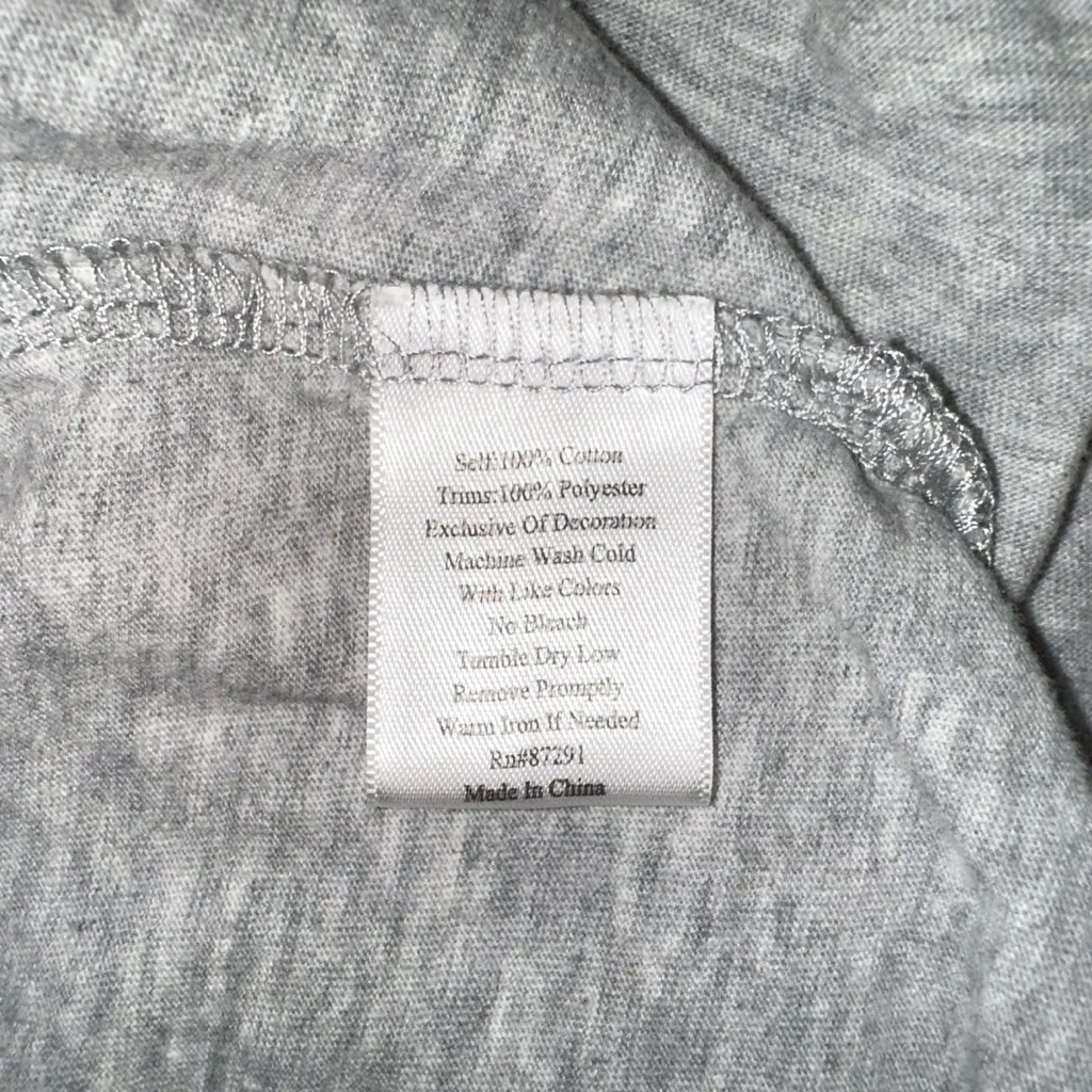 Johnny Was Floral Embroidered Gray Scoop Neck Short Sleeve Tee SMALL - Image 4