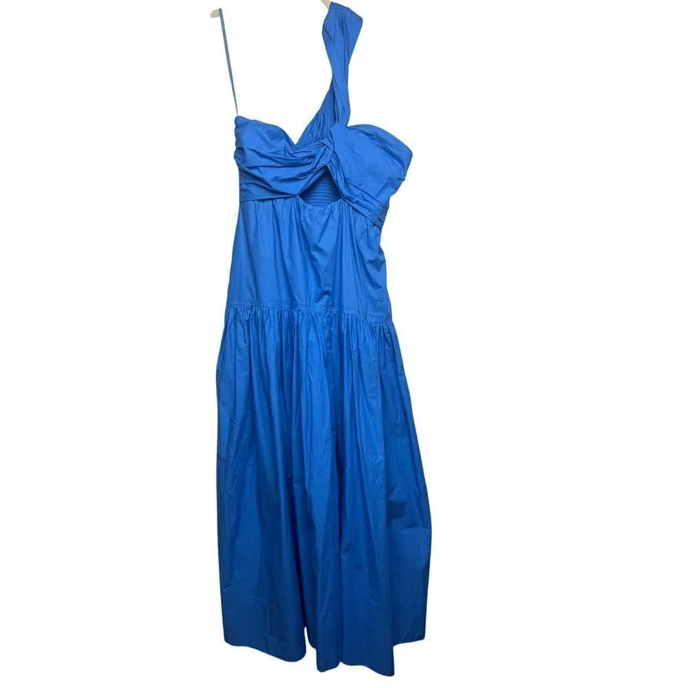 A.L.C. Aubrey Cut Out One Shoulder Midi Dress in Blue Sz. 6 - Image 4