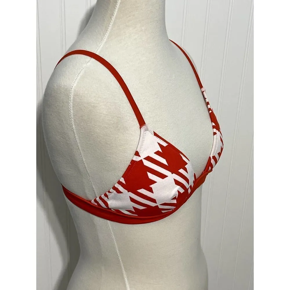Solid & Striped The Morgan Scoop Neck Bikini Top In Lipstick Red Gingham Large Red - Image 4