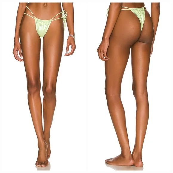 VDM Panama Bikini Bottom in Shimmer Lime Size XS - Image 2