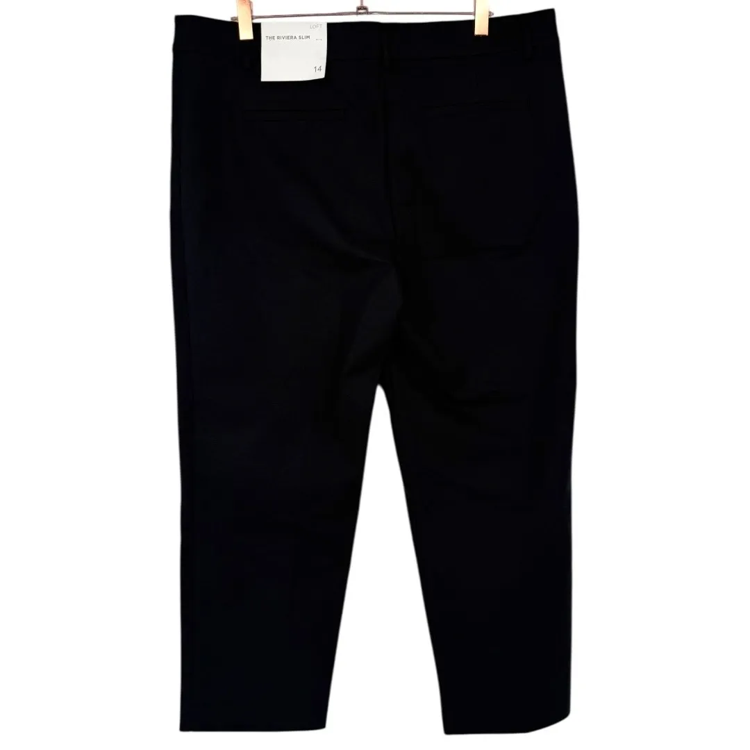 NWT LOFT Women's Riviera Slim Black Ankle Pants Size 14 Career Office Casual - Image 6