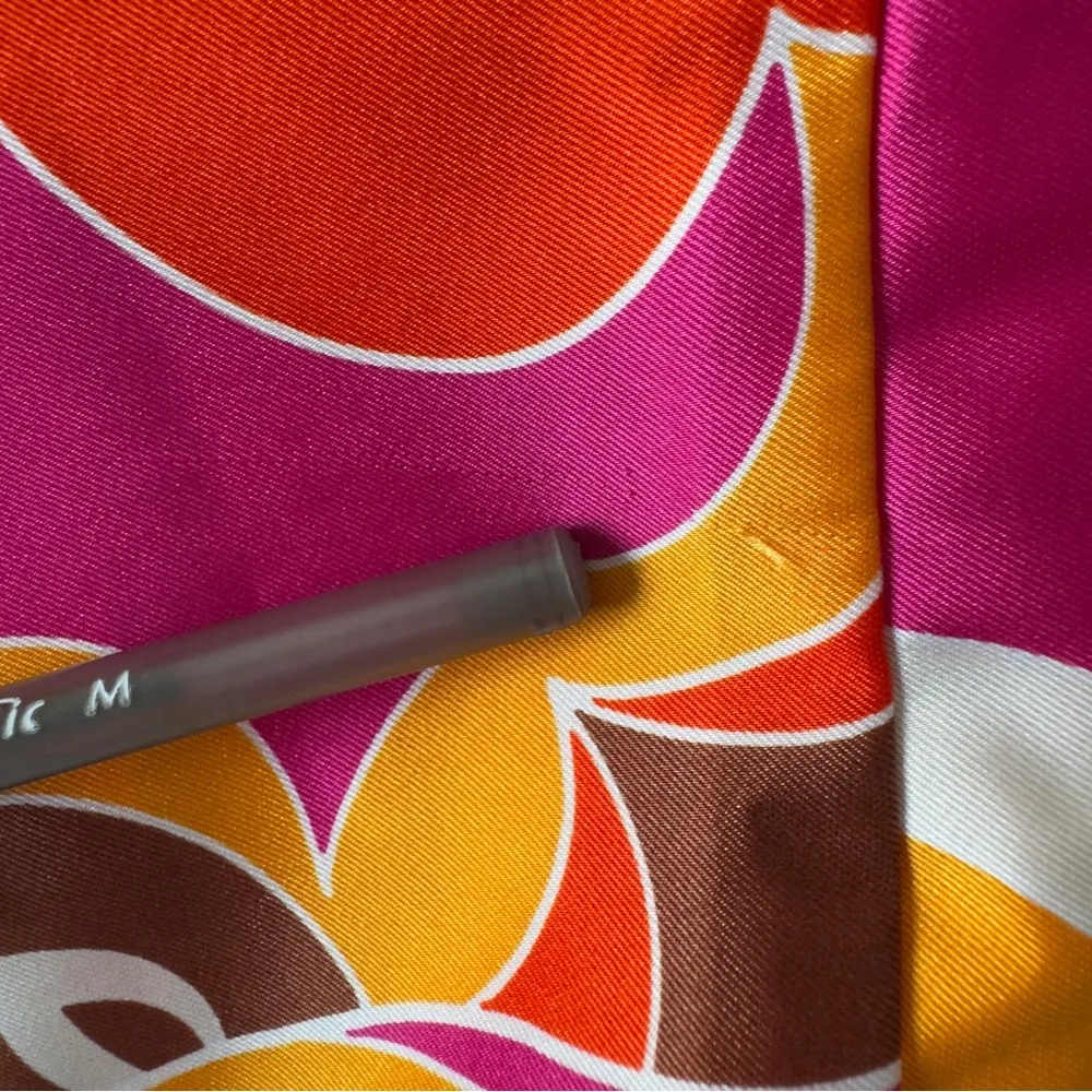 Express Pink and Orange Patterned Set Vibrant Button Down Top elastic tie shorts - Image 7