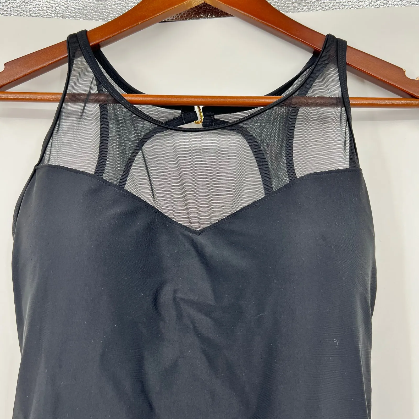 Swimsuits for all solid black one piece swimsuit bathing suit mesh upper size 10 - Image 5