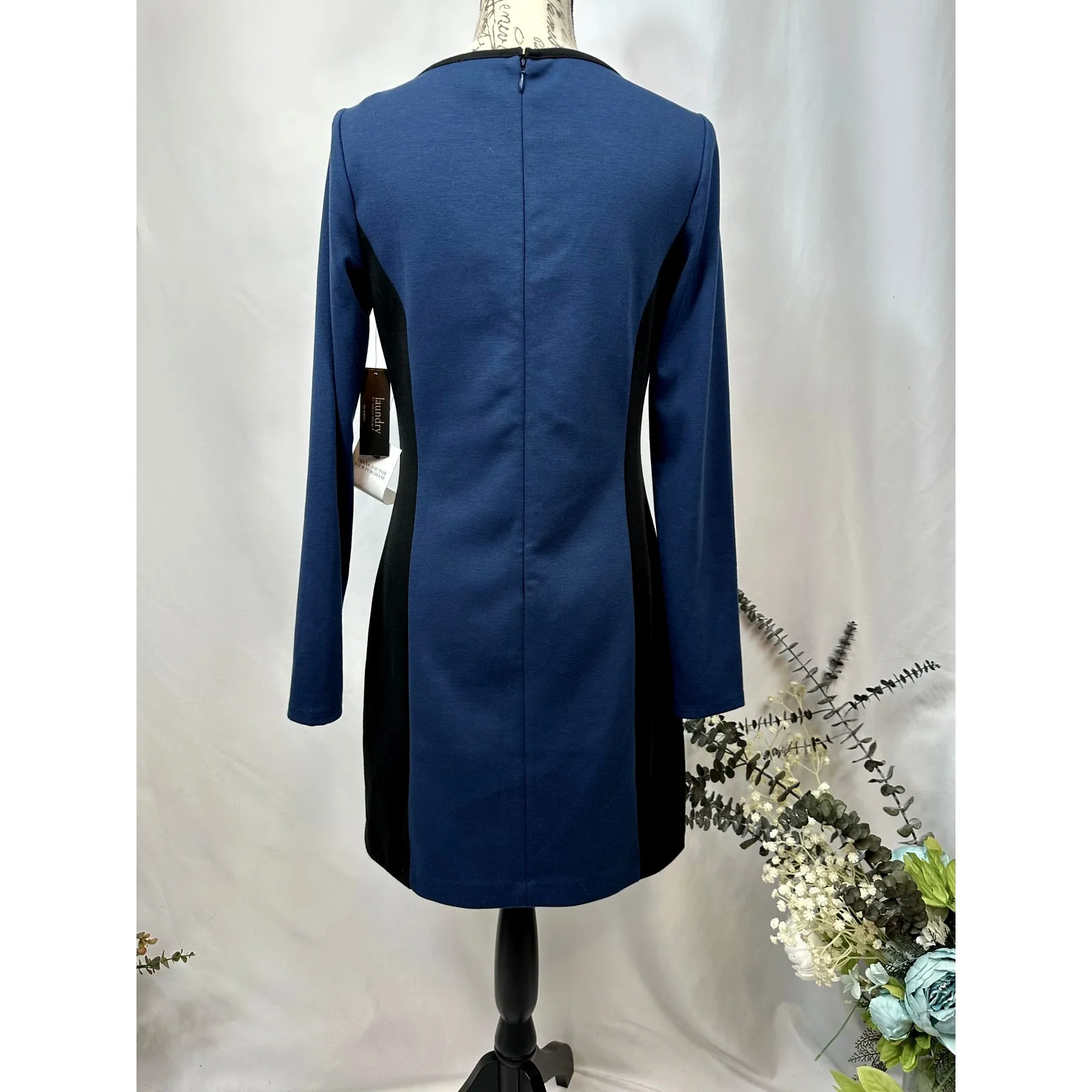 Laundry by Shelli Segal Night Sky Long Sleeve Scoop Neck Mini Dress Blue Black 8 - Image 11