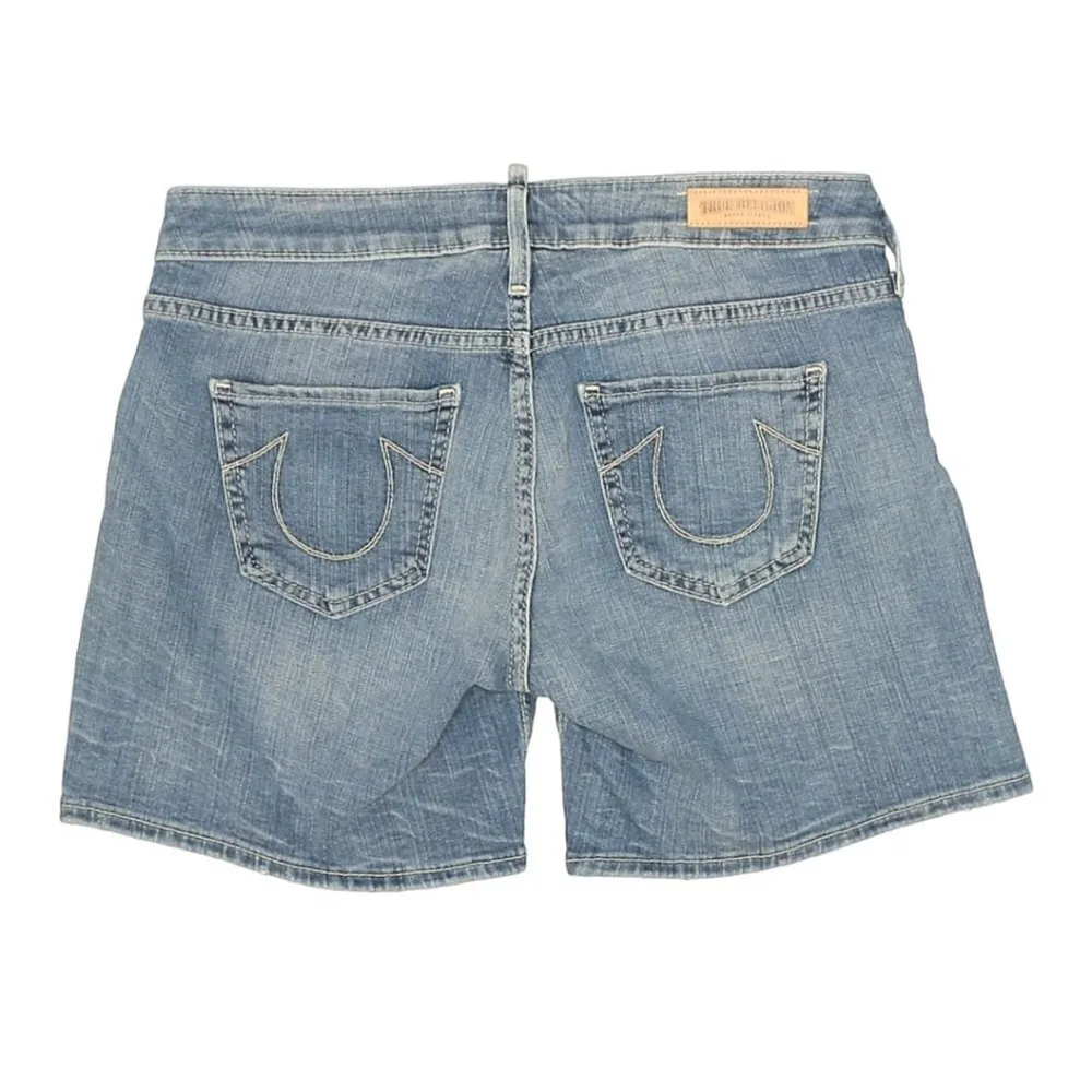 True Religion Jean Shorts 27 Cassie Rolled Denim Charming Lily Light Blue Wash - Image 5