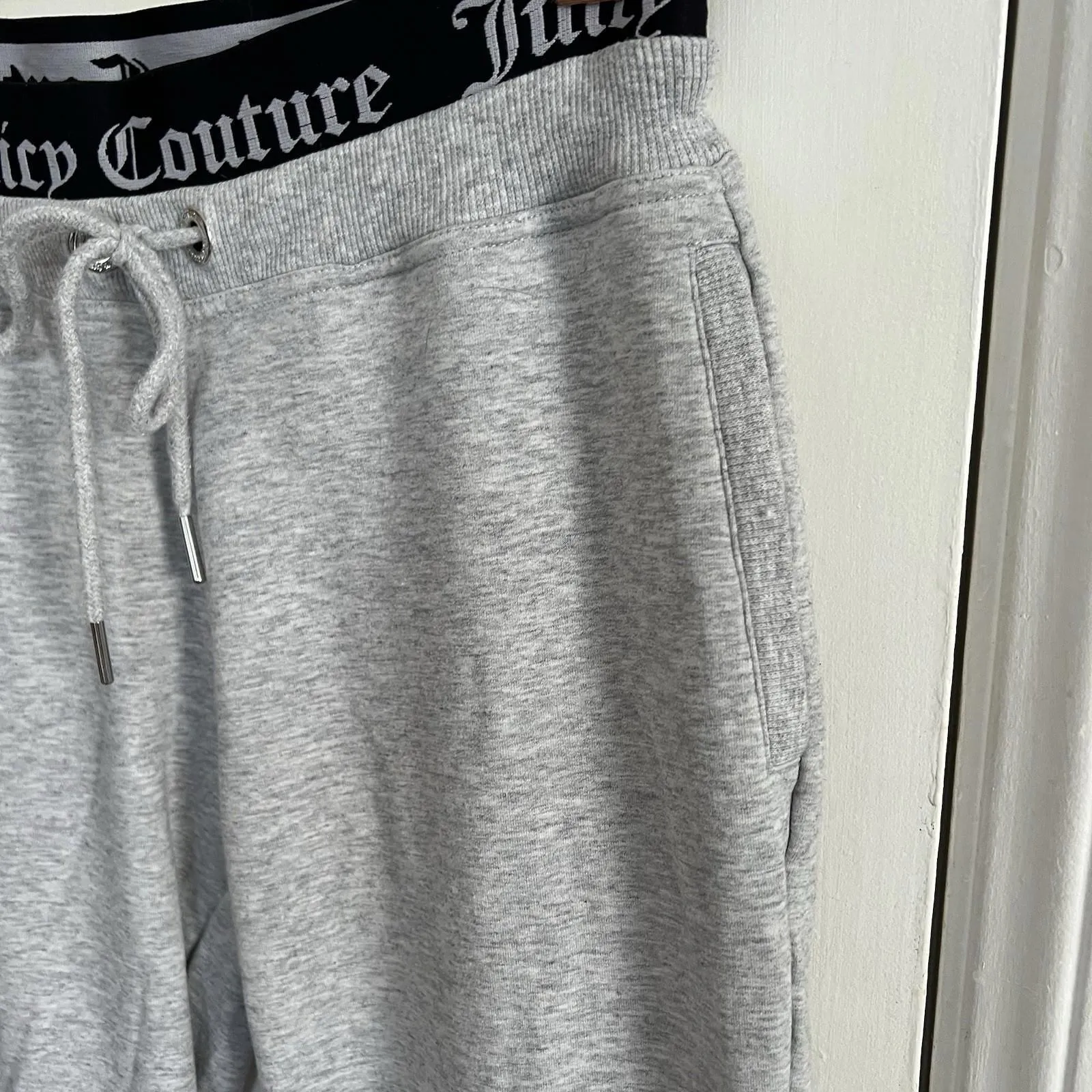 Juicy Couture Grey Sweatpants With Logo Printed Waistband Women's Size Medium - Image 4