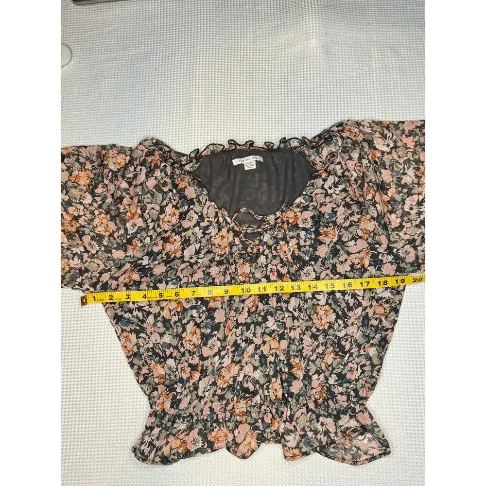 American Eagle Tops Floral Lace up Blouse Office Siren Cottagecore SIZE XS - Image 3