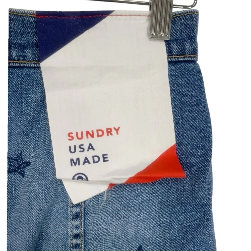 NEW Anthropologie Sundry Star High Waist Button Front Denim Jean Skirt Size 26 - Image 11